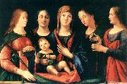 VIVARINI, family of painters Mary and Child with Sts Mary Magdalene and Catherine Norge oil painting reproduction